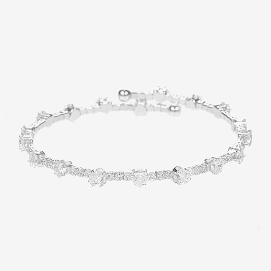 Sparkle Allure Coil Womens Cubic Zirconia Pure Silver Over Brass Wrap Bracelet