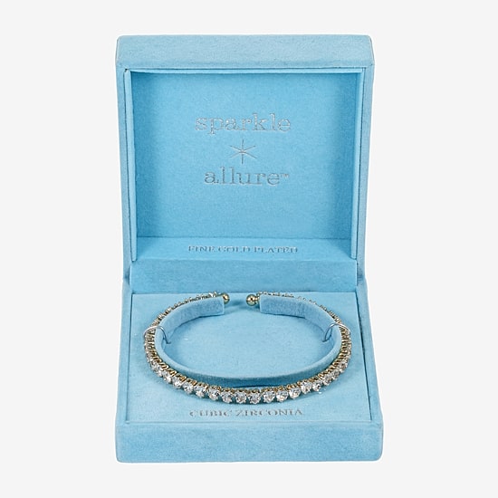 Sparkle Allure Coil Womens Cubic Zirconia 14K Gold Over Brass Wrap Bracelet