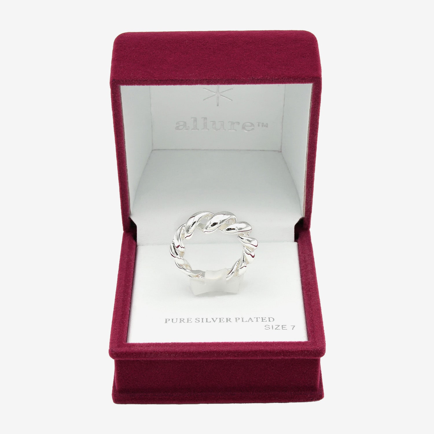Sparkle Allure Open Womens 4MM Pure Silver Over Brass Band