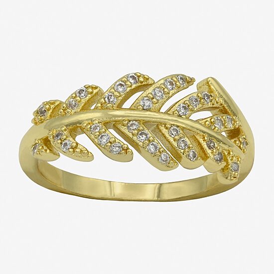 Sparkle Allure Open Womens 2MM Cubic Zirconia 14K Gold Over Brass Band