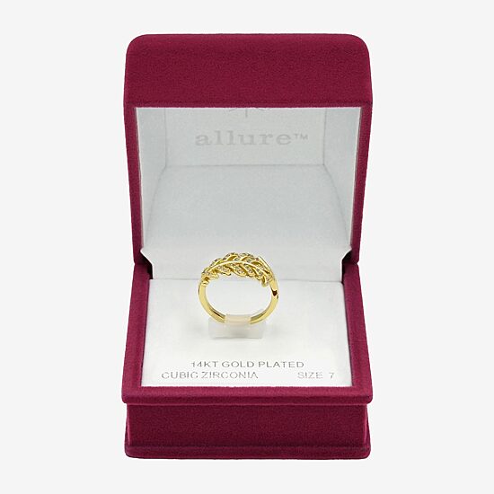 Sparkle Allure Open Womens 2MM Cubic Zirconia 14K Gold Over Brass Band