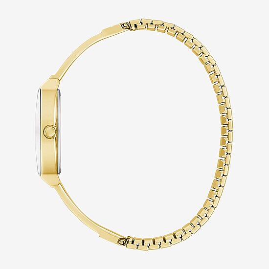 Caravelle Designed By Bulova Womens Crystal Accent Gold Tone Stainless Steel Bangle Watch 44l226