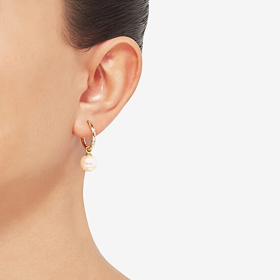 Womens White Cultured Freshwater Pearl 10K Gold 27.5mm Ball Hoop Earrings