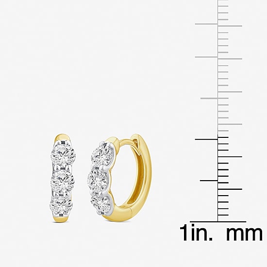 (Si2/ H) Womens 1 CT. T.W. Lab Grown White Diamond 10K Gold 14mm Hoop Earrings