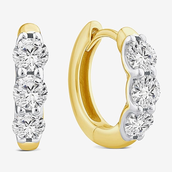 (Si2/ H) Womens 1 CT. T.W. Lab Grown White Diamond 10K Gold 14mm Hoop Earrings