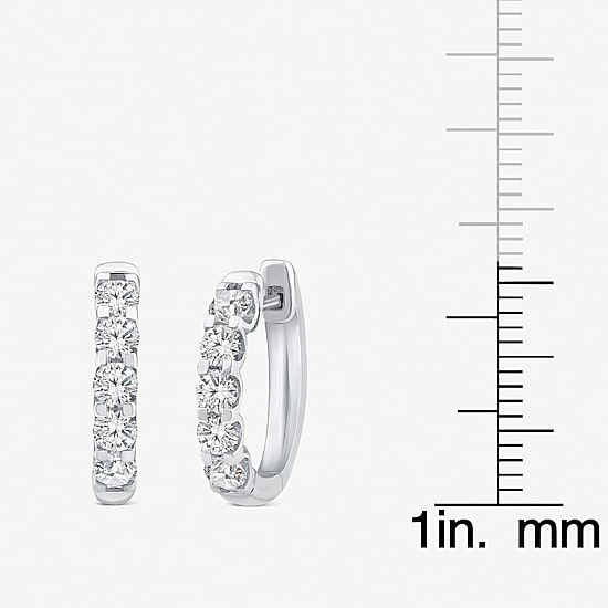 (Si2/ H) Womens 1 CT. T.W. Lab Grown White Diamond 10K Gold 16.2mm Hoop Earrings