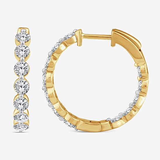 (F,Si2)\T\T Womens 2 CT. T.W. Lab Grown White Diamond 10K Gold 17.2mm Hoop Earrings