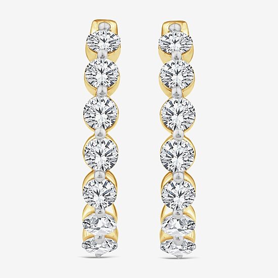 (F,Si2)\T\T Womens 2 CT. T.W. Lab Grown White Diamond 10K Gold 17.2mm Hoop Earrings