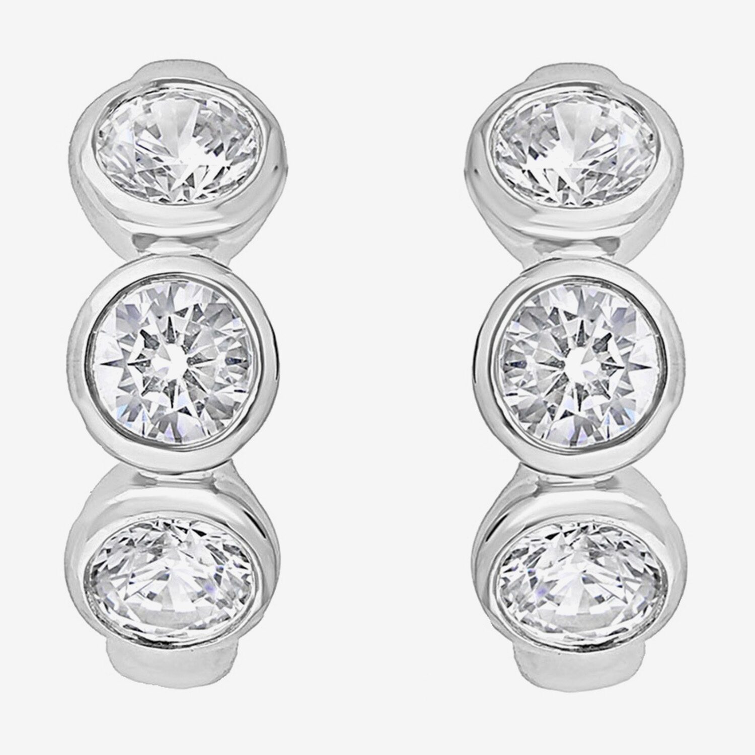 (G/ Si2) Womens 1 1/2 CT. T.W. Lab Grown White Diamond 10K Gold 16.2mm Hoop Earrings