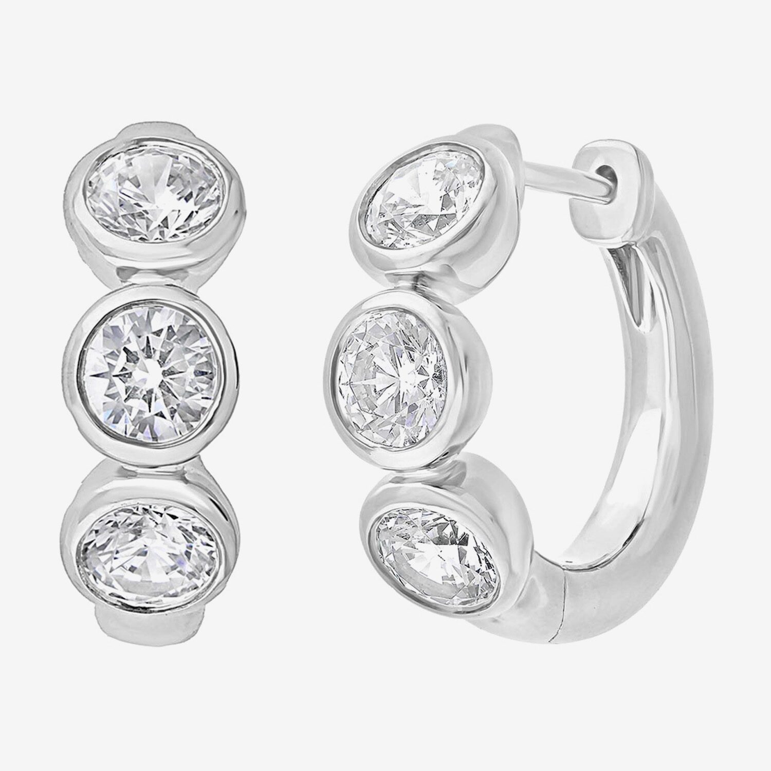 (G/ Si2) Womens 1 1/2 CT. T.W. Lab Grown White Diamond 10K Gold 16.2mm Hoop Earrings