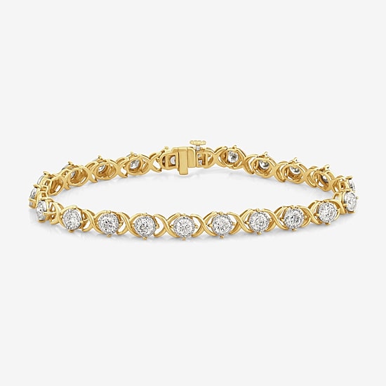 (F,Si2) Womens 4 CT. T.W. Lab Grown White Diamond 10K Gold 7.25 Inch Tennis Bracelet