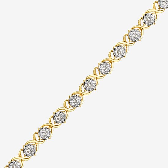 (F,Si2) Womens 4 CT. T.W. Lab Grown White Diamond 10K Gold 7.25 Inch Tennis Bracelet