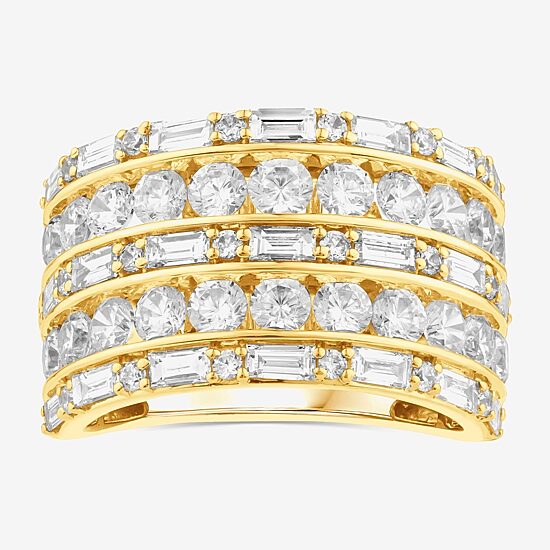 (F, Si2) Womens 3 CT. T.W. Lab Grown White Diamond 10K Gold Cocktail Ring