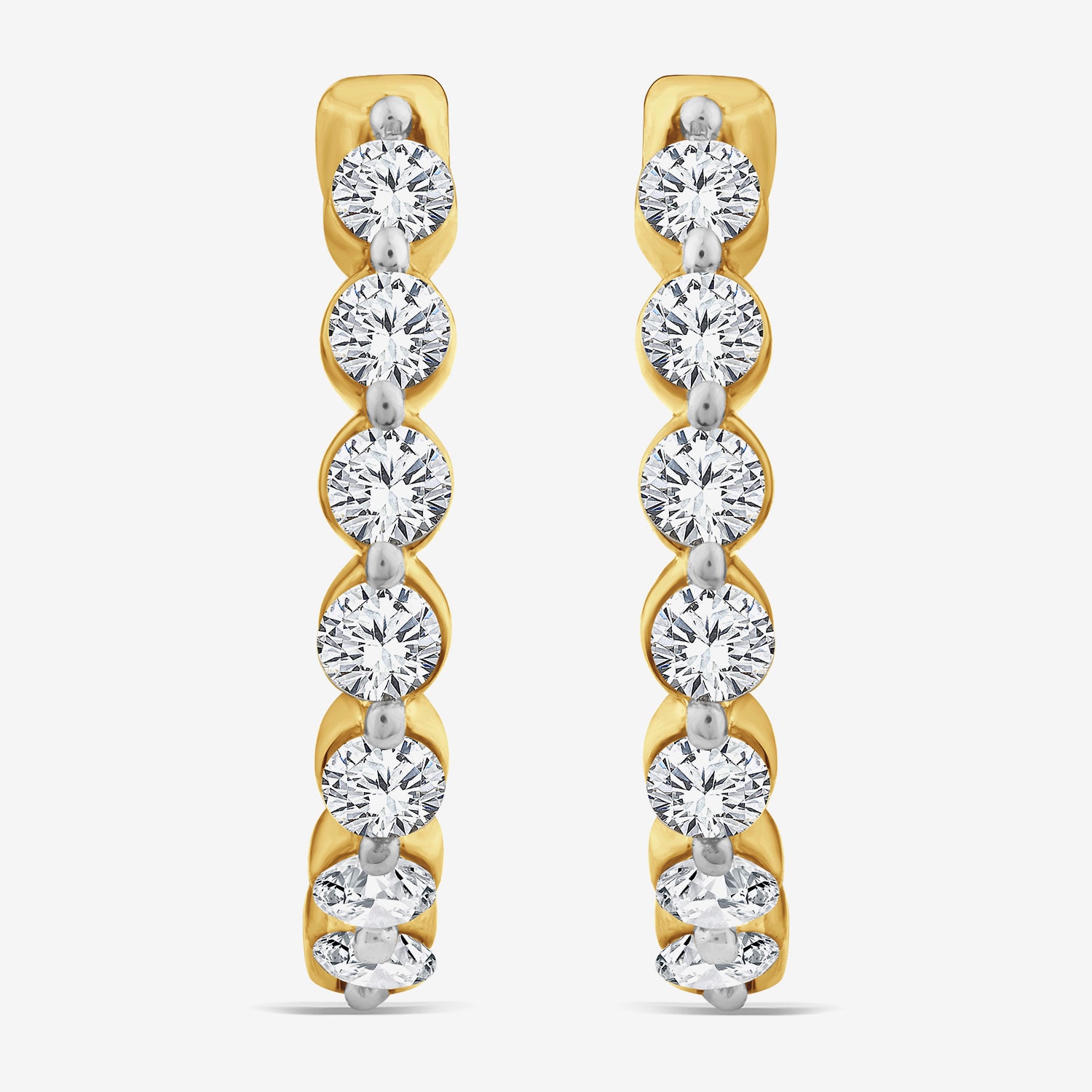 (F/ Si2) Womens 1 CT. T.W. Lab Grown White Diamond 10K Gold 13.9mm Hoop Earrings