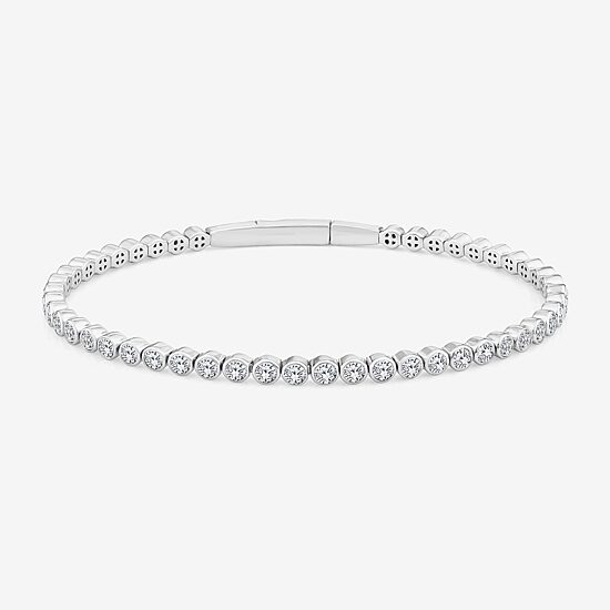 (F, Si2) Womens 3 CT. T.W. Lab Grown White Diamond 10K Gold Bangle Bracelet
