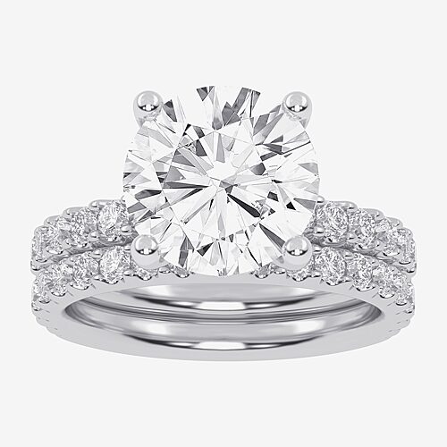 Signature By Modern Bride (G / Vs2-Si1) Womens 6 CT. T.W. Lab Grown White Diamond 14K Gold Round Side Stone Bridal Set, 9, White