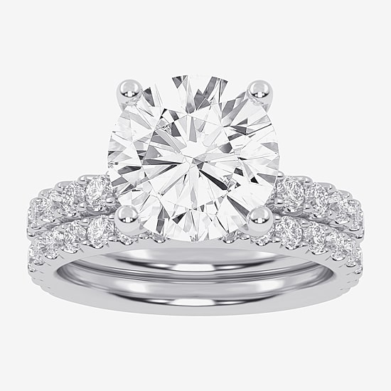 Signature By Modern Bride (G / Vs2-Si1) Womens 6 CT. T.W. Lab Grown White Diamond 14K Gold Round Side Stone Bridal Set