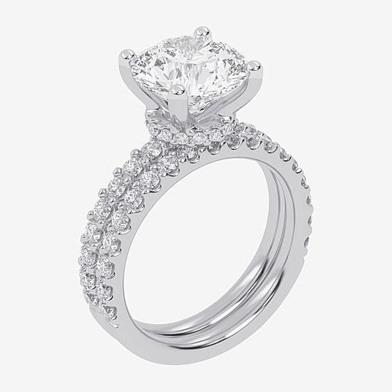 Signature By Modern Bride (G / Vs2-Si1) Womens 6 CT. T.W. Lab Grown White Diamond 14K Gold Round Side Stone Bridal Set