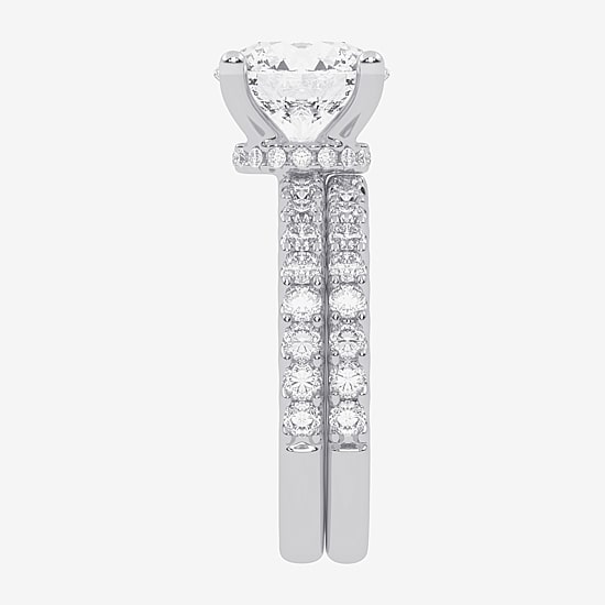 Signature By Modern Bride (G / Vs2-Si1) Womens 6 CT. T.W. Lab Grown White Diamond 14K Gold Round Side Stone Bridal Set