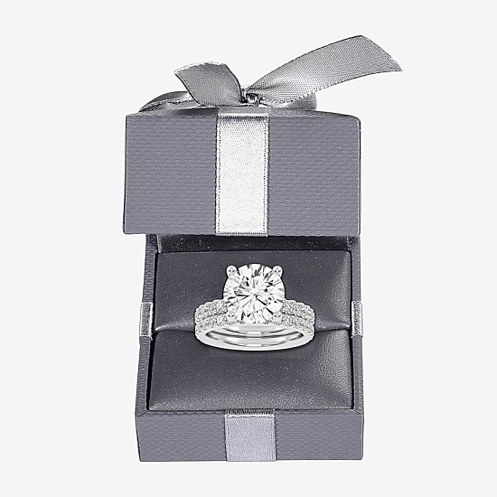 Signature By Modern Bride (G / Vs2-Si1) Womens 6 CT. T.W. Lab Grown White Diamond 14K Gold Round Side Stone Bridal Set