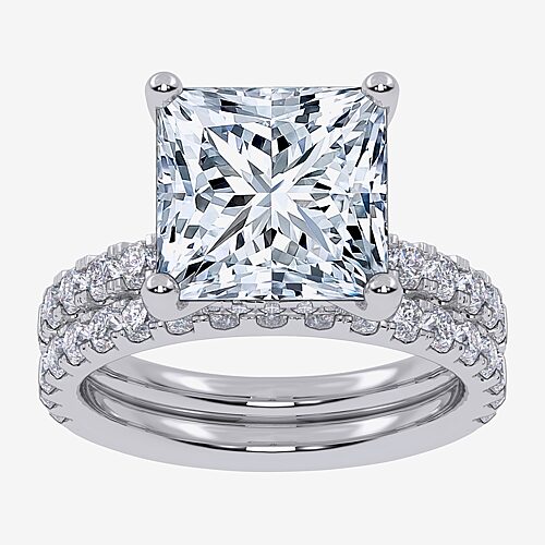 Signature By Modern Bride (G / Vs2-Si1) Womens 4 CT. T.W. Lab Grown White Diamond 14K Gold Side Stone Bridal Set, 9, White