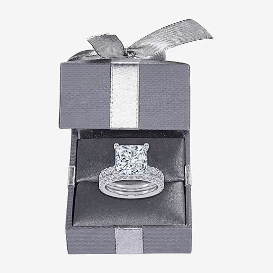 Signature By Modern Bride (G / Vs2-Si1) Womens 4 CT. T.W. Lab Grown White Diamond 14K Gold Side Stone Bridal Set