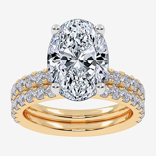 Signature By Modern Bride (G / Vs2-Si1) Womens 4 CT. T.W. Lab Grown White Diamond 14K Gold Oval Side Stone Bridal Set, 9, Yellow