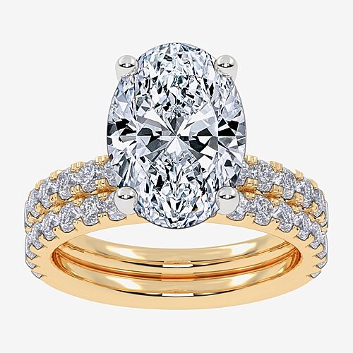 Signature By Modern Bride (G / Vs2-Si1) Womens 6 CT. T.W. Lab Grown White Diamond 14K Gold Oval Side Stone Bridal Set, 9, Yellow