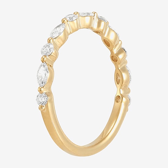 (H-I / Si1-Si2) Womens 1/2 CT. T.W. Lab Grown White Diamond 10K Gold Marquise Wedding Band