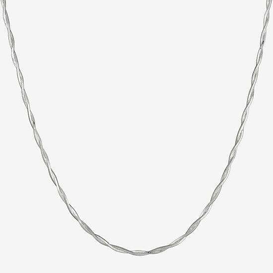 Made in Italy Womens Sterling Silver 20 Inch Braid Chain Necklace
