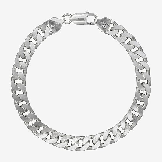 Made in Italy Mens Sterling Silver 8 1/2 Inch Solid Curb Chain Bracelet