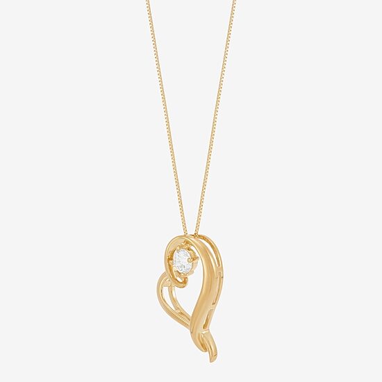 (H-1/Si2) Womens 1/4 CT. T.W. Lab Grown White Diamond 14K Gold Over Silver Sterling Silver Heart 18 Inch Pendant Necklace