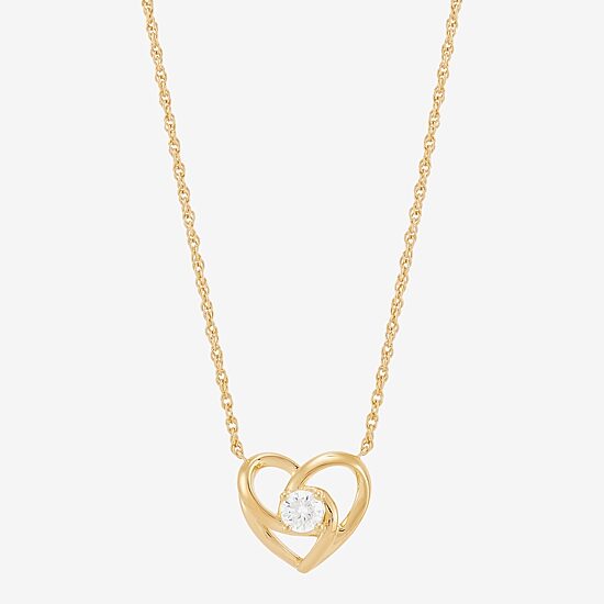 (H-I Womens 1/4 CT. T.W. Lab Grown White Diamond 14K Gold Over Silver Sterling Silver Heart 18 Inch Pendant Necklace