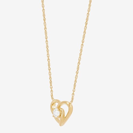 (H-I Womens 1/4 CT. T.W. Lab Grown White Diamond 14K Gold Over Silver Sterling Silver Heart 18 Inch Pendant Necklace