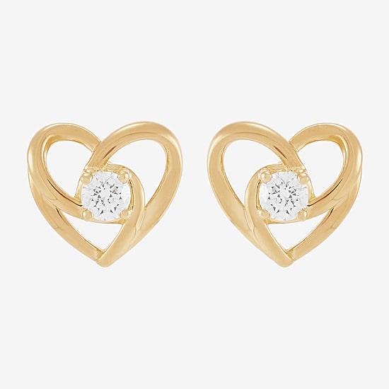(H-I,Si2) 1/4 CT. T.W. Lab Grown White Diamond 14K Gold Over Silver Sterling Silver 9.6mm Heart Stud Earrings