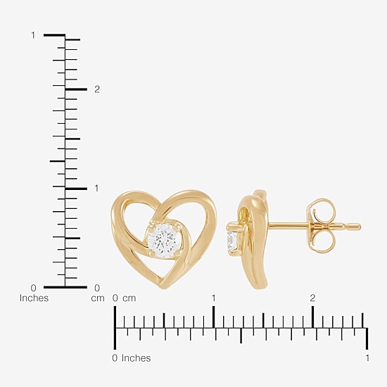 (H-I,Si2) 1/4 CT. T.W. Lab Grown White Diamond 14K Gold Over Silver Sterling Silver 9.6mm Heart Stud Earrings