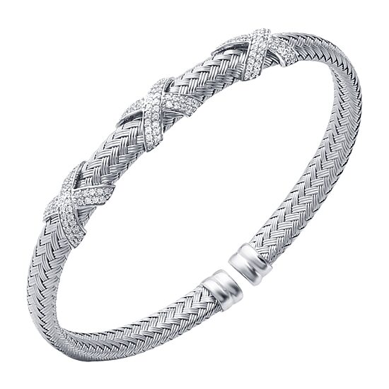 Paris 1901 By Charles Garnier Womens Cubic Zirconia Sterling Silver Cuff Bracelet