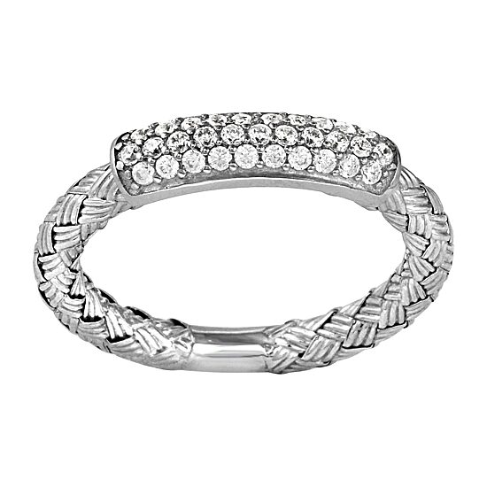 Paris 1901 By Charles Garnier Womens Cubic Zirconia Sterling Silver Band