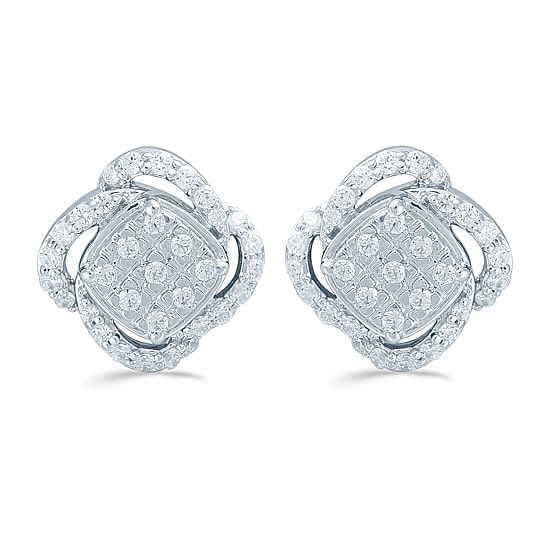 1/2 CT. T.W. Natural White Diamond Sterling Silver 10.1mm Stud Earrings