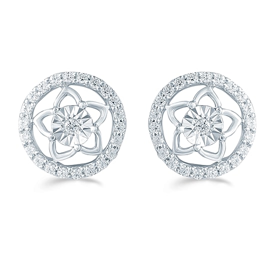1/3 CT. T.W. Natural White Diamond Sterling Silver 10.4mm Stud Earrings