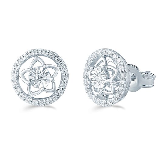 1/3 CT. T.W. Natural White Diamond Sterling Silver 10.4mm Stud Earrings