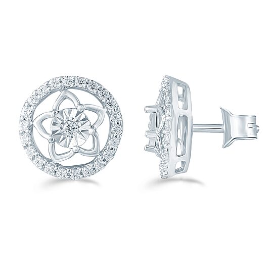1/3 CT. T.W. Natural White Diamond Sterling Silver 10.4mm Stud Earrings