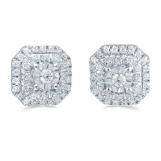1/4 CT. T.W. Natural White Diamond Sterling Silver 7.7mm Stud Earrings