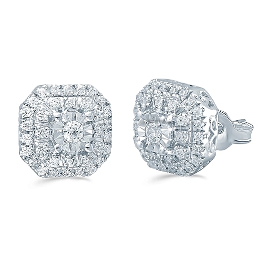 1/4 CT. T.W. Natural White Diamond Sterling Silver 7.7mm Stud Earrings