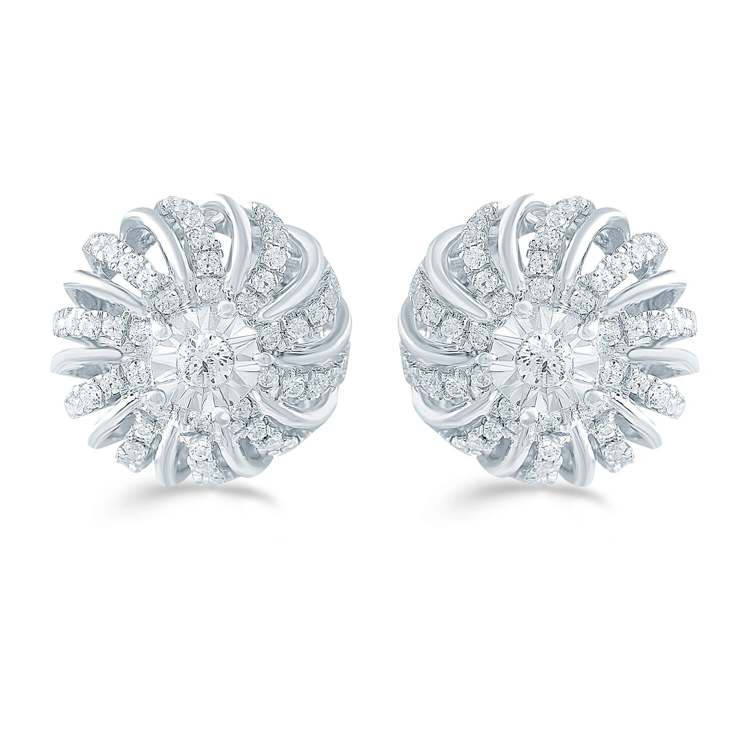 1/2 CT. T.W. Natural White Diamond Sterling Silver 12.1mm Stud Earrings