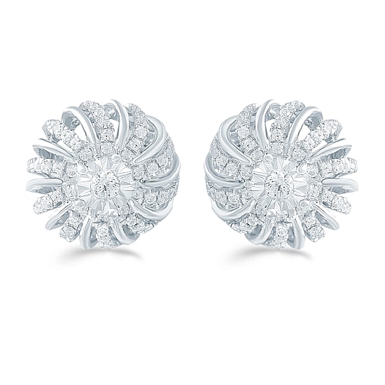 1/2 CT. T.W. Natural White Diamond Sterling Silver 12.1mm Stud Earrings