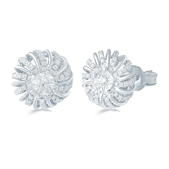 1/2 CT. T.W. Natural White Diamond Sterling Silver 12.1mm Stud Earrings