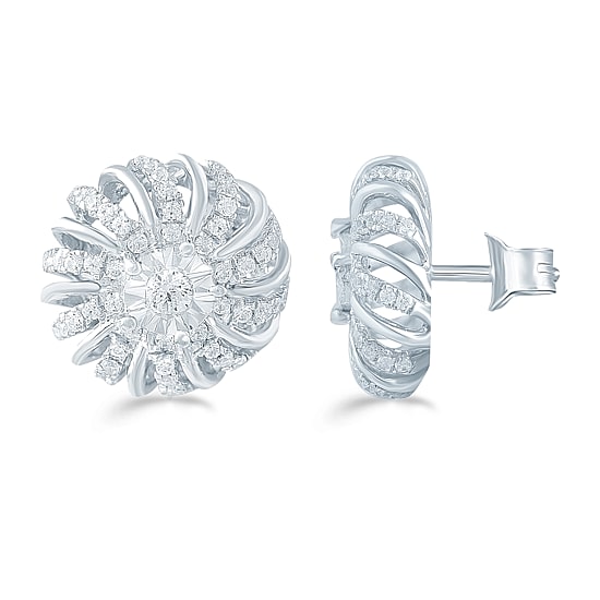 1/2 CT. T.W. Natural White Diamond Sterling Silver 12.1mm Stud Earrings