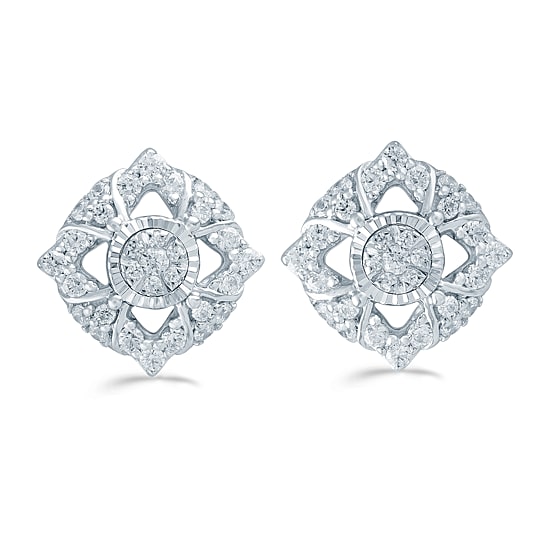 1/2 CT. T.W. Natural White Diamond Sterling Silver 12.1mm Stud Earrings