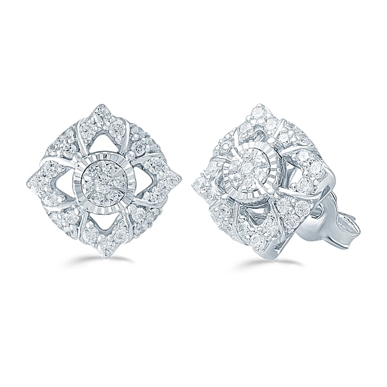 1/2 CT. T.W. Natural White Diamond Sterling Silver 12.1mm Stud Earrings